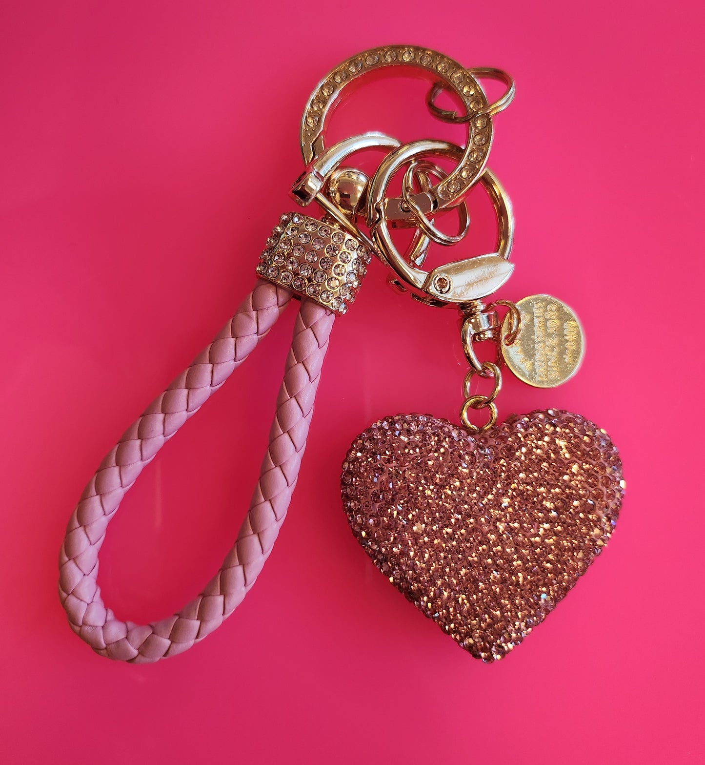 Icy Pink Solid Heart Keychain