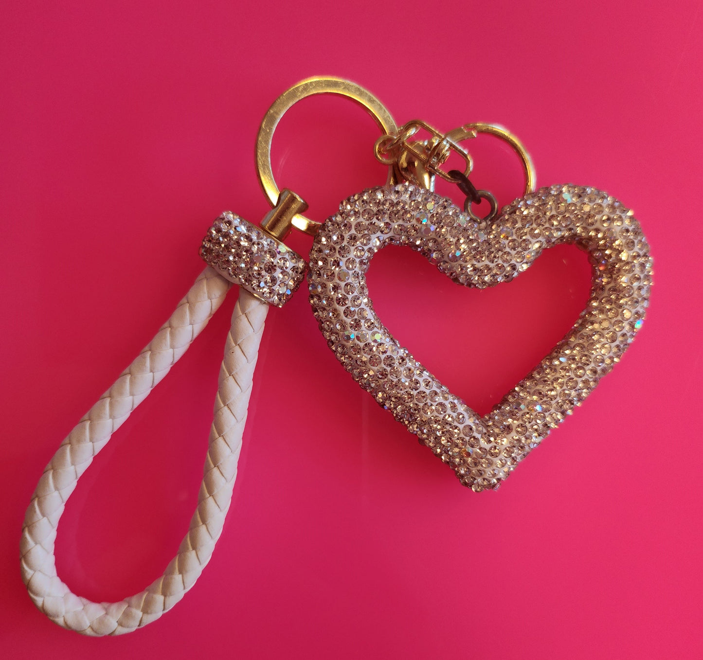 Icy White Hollow Heart Keychain