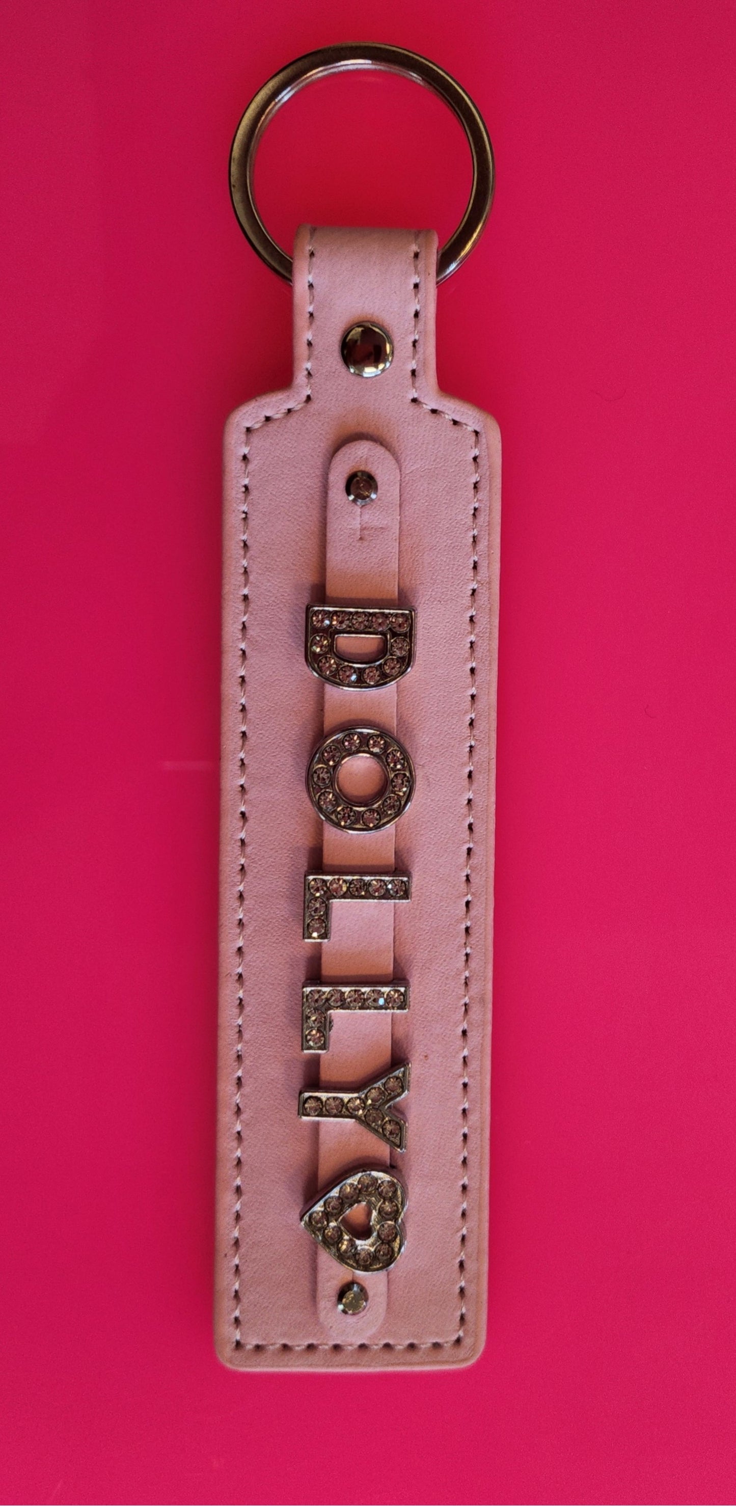 Icy Custom Pink Leatherette Keychain